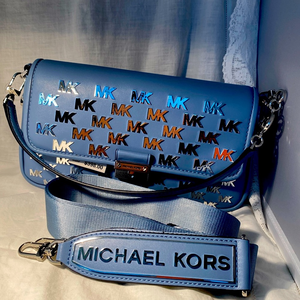 Michael Kors Crossbody Purse Bradshaw Chambray Logo bag Purse Blue